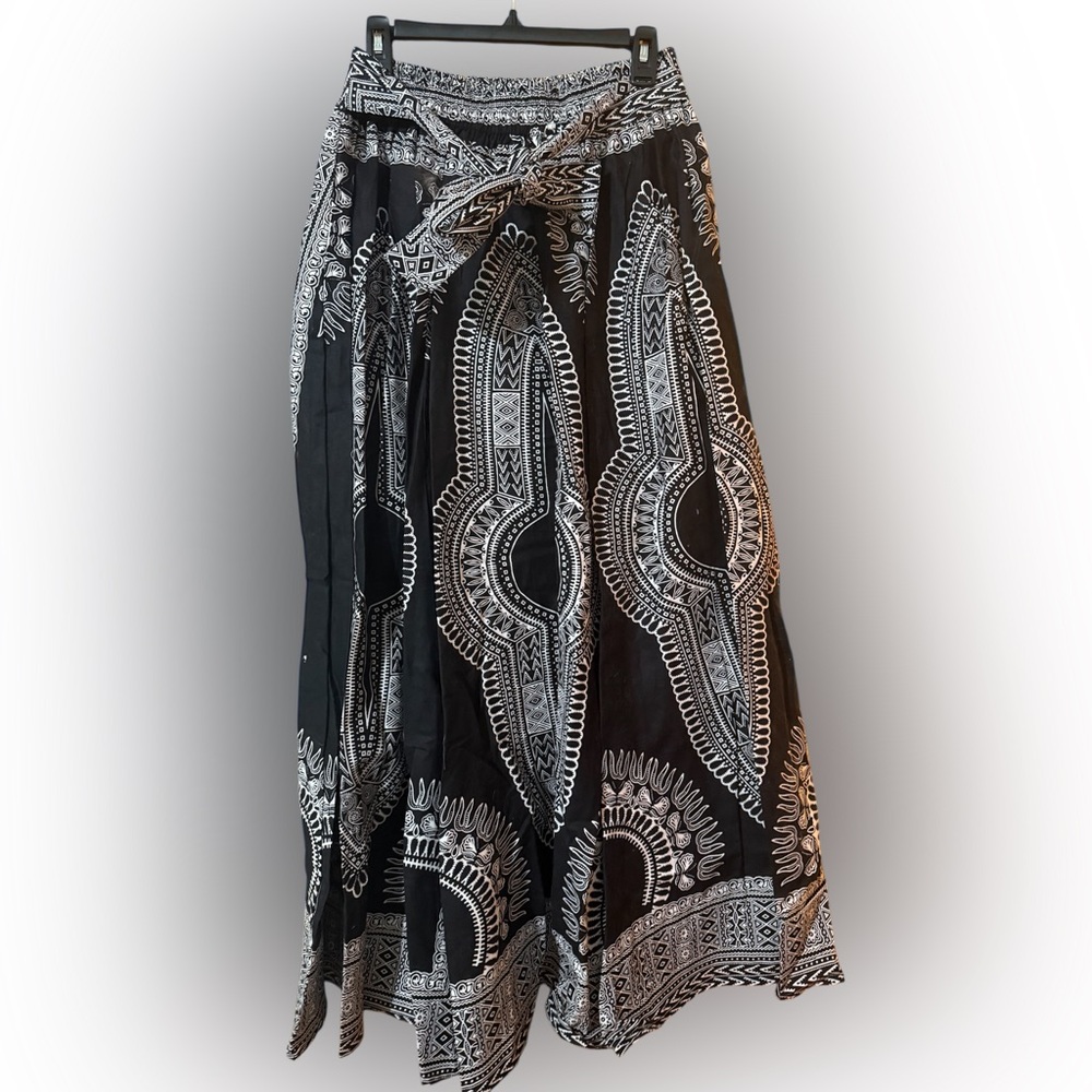 Black and White Patterned Maxi Skirt